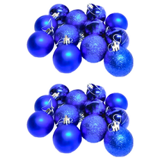 摩達客 聖誕電鍍球掛飾 24顆裝, 霧面 + 亮面款 藍色, 1組