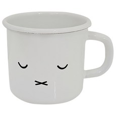 Honey Ware 日本米菲兔表情琺瑯杯 270ml 可愛馬克杯, 閉眼款 白色, 1個