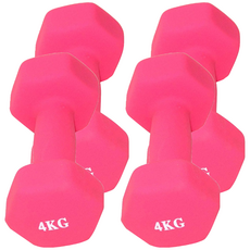 三次方 塑身小啞鈴，六角設計 防止滾動，1-5公斤 亮麗顏色, 單一商品, 粉, 4kg, 4支