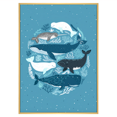 Boluo 菠蘿選畫所 海底精靈鯨魚掛畫 (40 x 30cm, 木色) - 可愛居家裝飾，增添海洋氣息