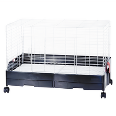 LillipHut 麗利寶 雙抽屜易潔兔籠 810 x 505 x 550mm 黑色 方便清理, 1個