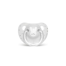 Suavinex 蘇維妮 Hygge 兔子款矽膠奶嘴，預防口水疹拇指型奶嘴, 18個月以上, 灰色, 1入