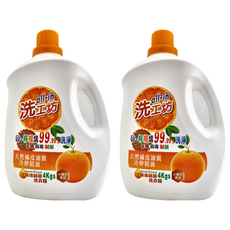 all-in 洗工坊 制菌洗衣精 橘皮冷榨, 4kg, 2桶