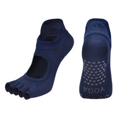 NicoFun 愛定做 露趾瑜珈襪 女襪 防滑透氣 皮拉提斯襪 2雙入 22~24.5cm, 藏藍