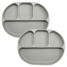 兒童輕量吸盤餐盤, 煙灰色, 2個, 餐盤