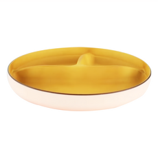 三義漆器店 樹脂分隔餐盤 深圓盤 耐摔輕量 可機洗, 粉紅色, 1個