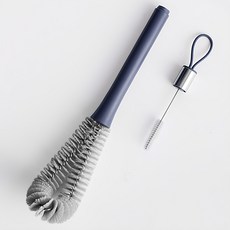 Senorkim 萬用洗瓶刷 附吸管清潔刷，350*60*60mm, 海軍藍, 1組