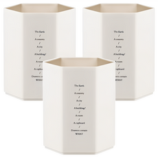 葉子小舖 桌面旋轉收納筒 六角簡約單格款 8.3 x 10cm, 白色, 3個