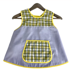 質感輕便圍兜, 格紋, 黃色鑲邊, 朝氣向日葵, 1件