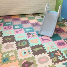 心樂家 斜齒莫蘭迪色系 巧拼地墊, 31 x 31cm, 注音, 38個