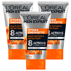 L'OREAL PARiS 巴黎萊雅 台灣公司貨 8效勁能深層洗面乳, 100ml, 3條