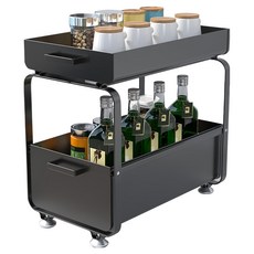 小麥購物 多功能落地式碳鋼雙層儲物置物架 L1429, 1個, 黑色