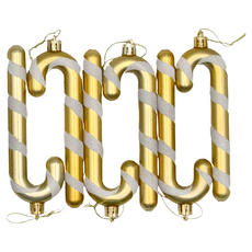 亮粉拐杖吊飾, 13 x 4.5cm, 金色, 1組