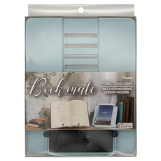 Raymay 藤井 Book mate 看書架, 鋼製, 5段階調整角度, 頁面固定支架, 淺藍色, 21 x 17.5 x 1.1cm