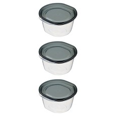 inomata 1832圓型保鮮盒黑270ml 冰箱保鮮收納好幫手 食物分類更清晰, 3入, 1組