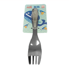 王樣316兒童叉 寶寶學習叉 安全不鏽鋼兒童餐具, 鯨魚, 12支