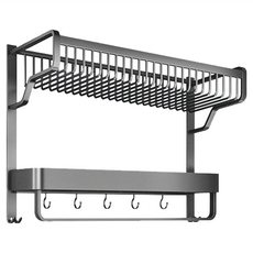 衛浴置物架 壁掛收納 網籃 黑色 57CM, 1個