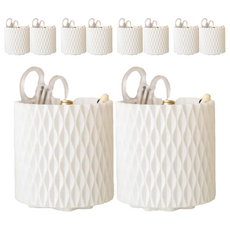 沐慕家居 可旋轉刷具收納化妝桶 Set 2, 白色 兩人[後期可用], 塑膠材質, 11.7*11.8公分, 10個