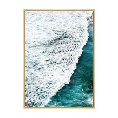 潮汐, 海浪風景畫, 4種可選框色, 50 x 70cm, 木色