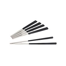 BUFFALO 牛頭牌 小牛彩晶鋼筷 鋼琴黑 304不銹鋼, 長23cm 5雙, 1組