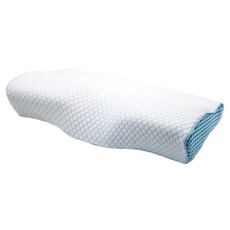 HONDONI 人體工學4D蝶型枕 記憶枕頭, 護頸枕 紓壓枕, 透氣舒適, 天絲藍, 50 x 30 x 10cm, 1個