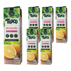 Tipco 泰可 瓦倫西亞柳橙汁, 100%原汁, 富含維生素C, 無添加人工香料及色素、防腐劑, 1L, 6瓶
