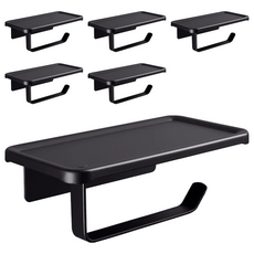 comet 黏貼式鋁製捲筒衛生紙收納架, 6個, 黑色