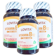 Lovita 高單位緩釋型維生素B12食品錠 1000微克 全素錠劑, 60顆, 3罐