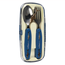 Rex LONDON 兒童餐具3件組, 湯匙 + 叉子 + 收納盒, 鯊魚圖鑑, 1組