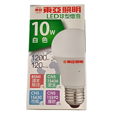 TOA 東亞照明 LLA18EV-10AAW 10W 4000K E27 全電壓 LED 球泡燈, 自然光, 20個