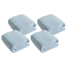 吉祥格 浴巾, 聚酯纖維+錦綸, 毛圈, 加厚, 親膚, 吸水性強, 淺藍, 4條