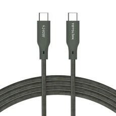 TOTOLINK USB-C to USB-C 編織線, 240W快充 傳輸線 2M, 台灣製造, 雪松灰, 1條