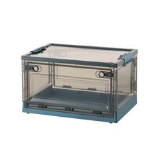 小麥購物 摺疊收納箱 帶滑輪 Y016 加大 88L, 茶色 + 靜謐藍, 1個