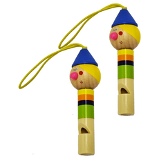 木製小丑人物哨子 色彩鮮明 安全木製玩具 輕巧便攜 親子同樂好選擇, 2個
