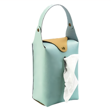 FANCY LIFE 掛式面紙袋 天藍色 簡約風 節省空間 適用於客廳、臥室, 12 x 8 x 19cm