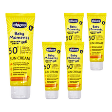 Chicco 嬰兒輕潤防曬乳霜 SPF50+ 75ml 適用於0歲以上新生兒及敏感肌 隔離UVA/UVB/紅外線, 5條