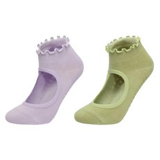 NicoFun 愛定做 捲捲花邊防滑瑜珈襪 女襪 2雙