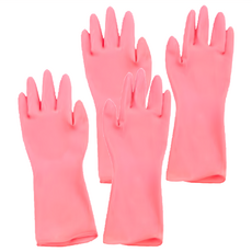 AXIS 艾克思 台灣製天然乳膠雙面止滑不分左右手手套 2雙組 粉紅色 超薄型 多用途, M(11 x 27cm), 2組