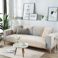 好物良品 日系簡約棉麻編織紋防滑防貓抓沙發墊組合