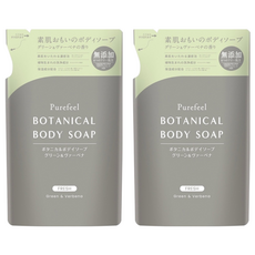 Purefeel 純感 植物性沐浴乳補充包, 綠色&馬鞭草香, 無添加, 380ml, 2包