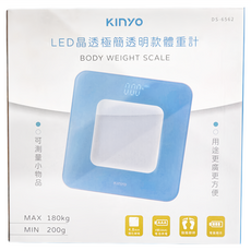 Kinyo LED晶透極簡透明款體重計 280 x 280 x 20mm, DS-6562, 透明款, 1個