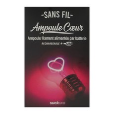 suck UK 充電式LED霓虹心形造型燈泡 USB充電 粉色愛心, 粉色愛心 透明色, 1個