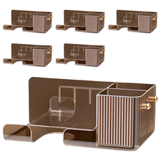 RYDOLL 無痕免釘壁掛 吹風機置物架, 尺寸21.8cmX11cmX8.6cm, PET/PP材質, 透咖色, 6個