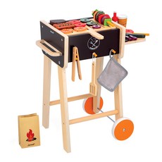 Janod 妙廚師好料理歡樂BBQ烤肉架玩具組，仿真烤肉食材，角色扮演遊戲，激發兒童想像力, 不適用, Multicolor, 1組