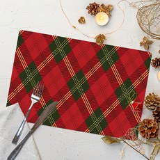 半島良品 防水防油隔熱皮革餐墊 聖誕菱格, 45 x 30cm, 紅色, 1個