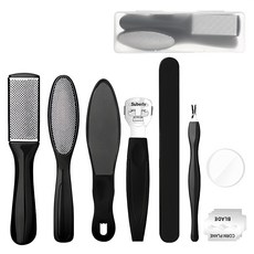 AHOYE 足部美容 專業修足工具套裝 去除老繭死皮 乾濕兩用 附收納盒, 1組, 126g, 8個