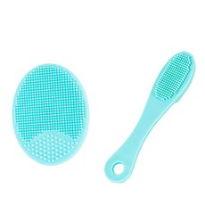 AHOYE 去角質粉刺軟毛洗臉刷2件組 綠色 - 柔軟矽膠深層清潔毛孔, 1組