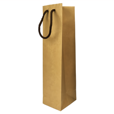 Casber科百承印 素簡無印牛皮手提袋 厚磅單酒袋 5入裝, 9 x 9 x 33cm, 編棉款, 1包