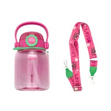 BEDDYBEAR 杯具熊 小提桶DDT1100-001 害羞草莓熊, 防塵杯蓋 內含吸管直飲杯, 1.1L, 1個