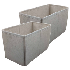 SHIMOYAMA 棉麻布摺疊式分類收納盒, 米色, 2個